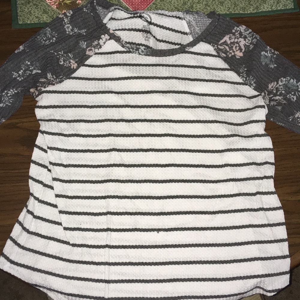 Stripped Floral Baseball Tee